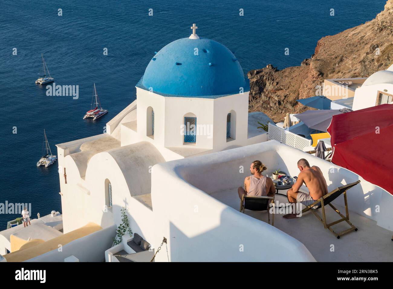 Grèce, arcipelago delle Cicladi, isola di Santorin, villaggio di Oia Foto Stock