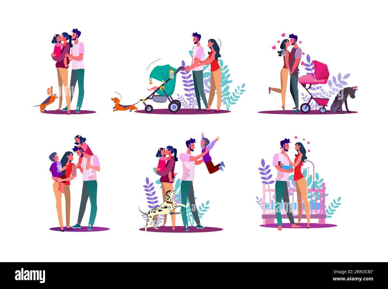 Felice set di famiglia Illustrazione Vettoriale