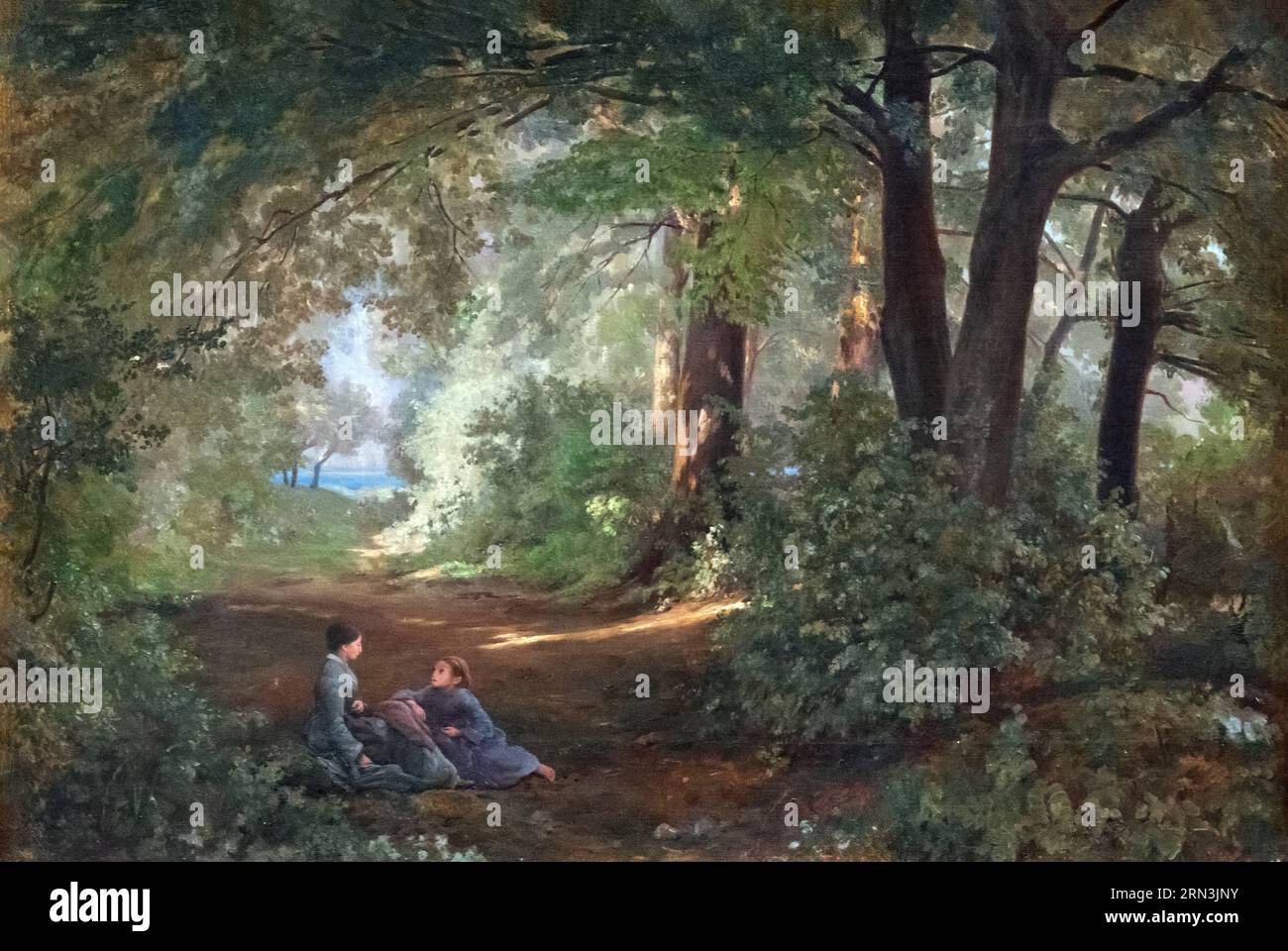 Conversation dans une allée près du lac - Firmin Salabert - Musée des Beaux-Arts de Gaillac tra il 1830 e il 1895 di Firmin Salabert Foto Stock