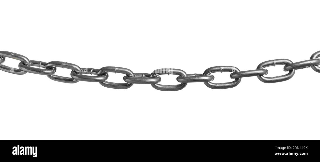 Una catena metallica comune isolata su bianco Foto Stock