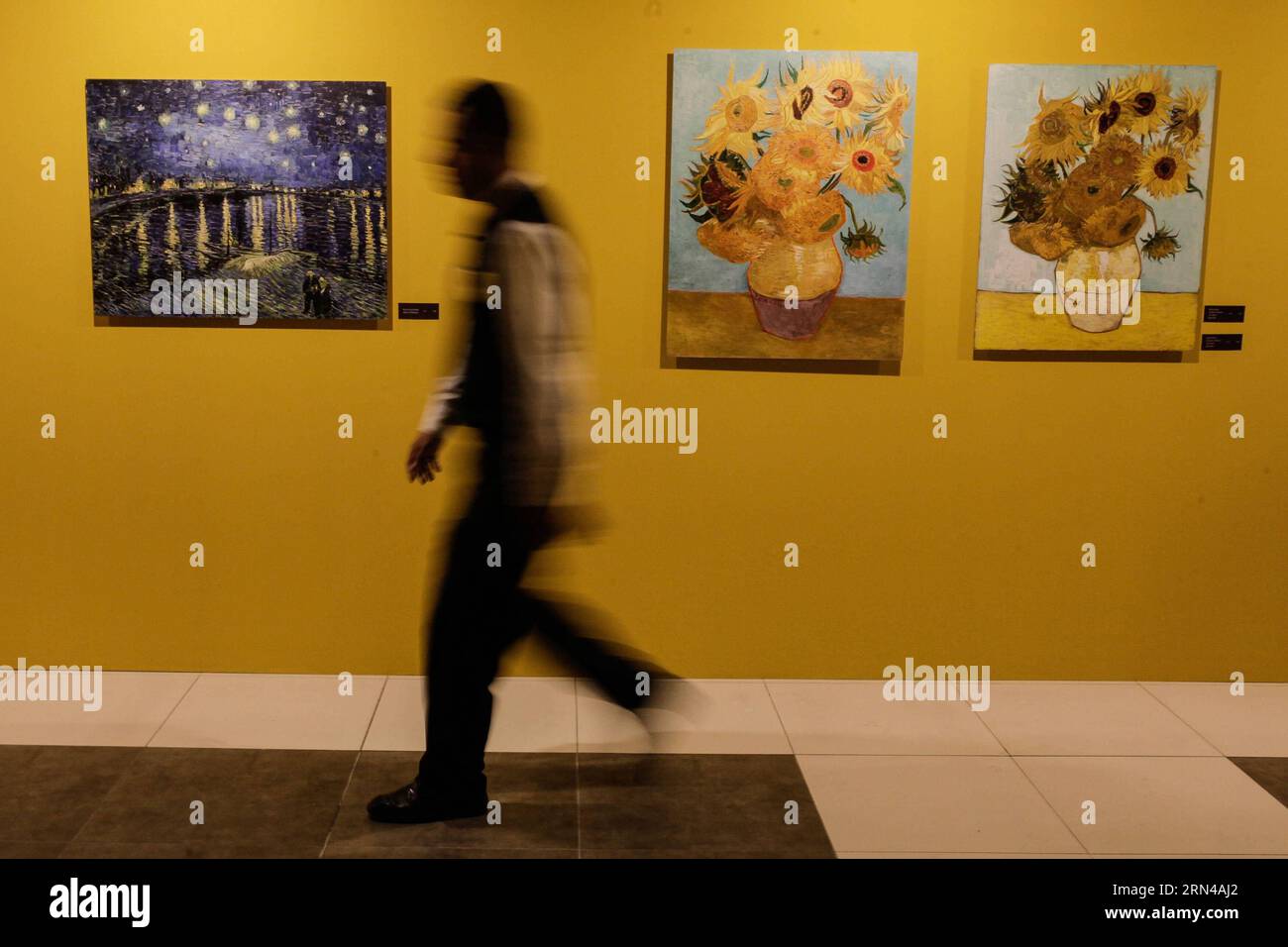 (150515) - BOGOTÀ, 14 maggio 2015 -- opere d'arte sono esposte durante la mostra Vincent Van Gogh: The Genius of Color a Bogotà, Colombia, il 14 maggio 2015. La mostra, che si svolge dal 14 maggio al 14 giugno, è composta da 226 opere di Van Gogh restaurate digitalmente ai colori originali che l'artista ha utilizzato 125 anni fa durante la loro creazione. Jhon Paz) (vf) COLOMBIA-BOGOTÀ-CULTURA-MOSTRA Jhonpaz PUBLICATIONxNOTxINxCHN Bogotà 14 maggio 2015 le opere sono esposte durante la mostra Vincent van Gogh The Genius of Color a Bogotà Colombia IL 14 maggio 2015 la mostra che si svolge fr Foto Stock