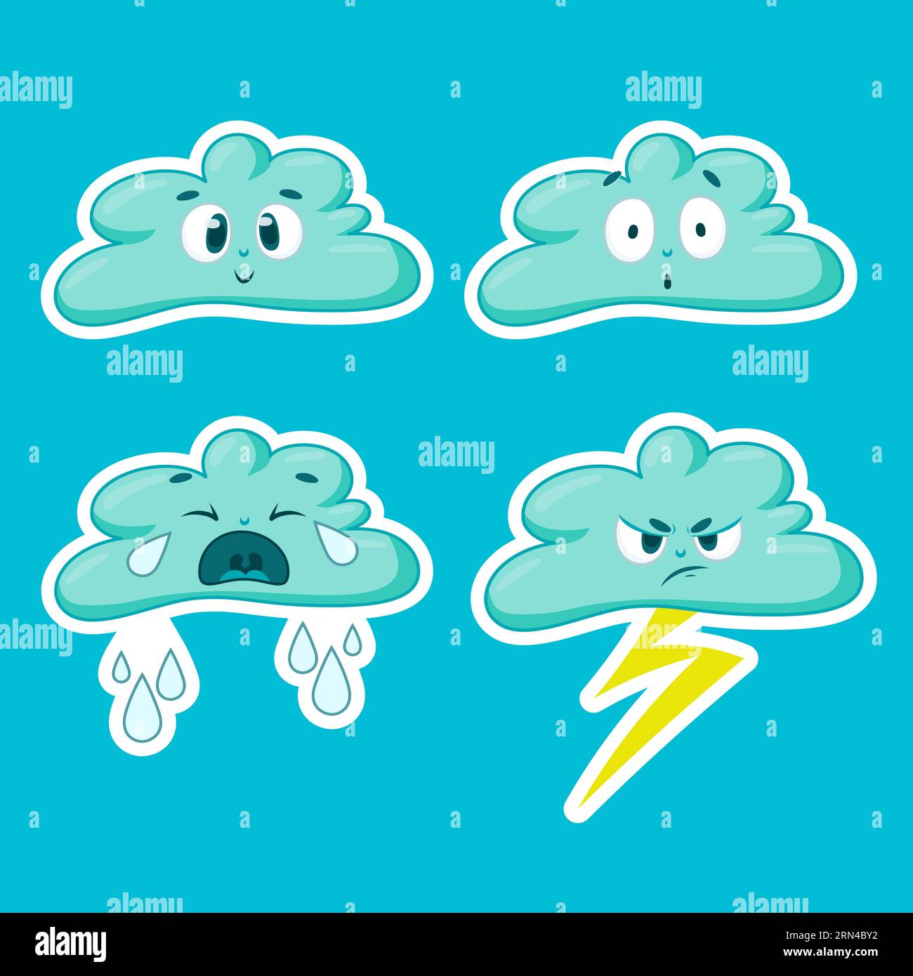 Nuvole emoji impostate Illustrazione Vettoriale