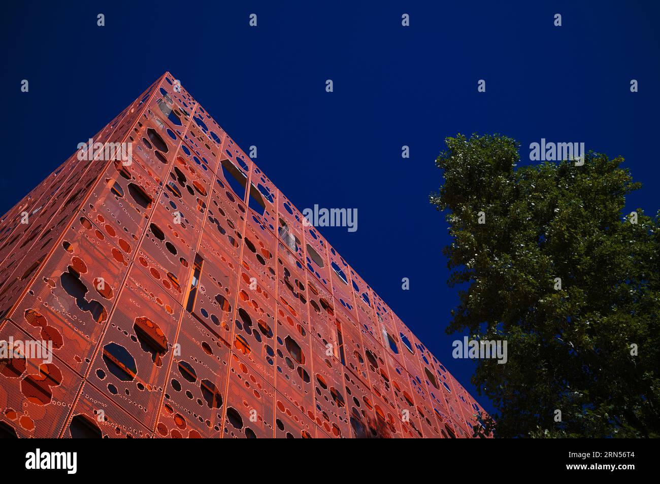 Cube Orange, arancio cubo, architettura moderna nel quartiere la Confluence, Lione, dipartimento del Rodano, regione Auvergne-Rodano-Alpi, Francia Foto Stock
