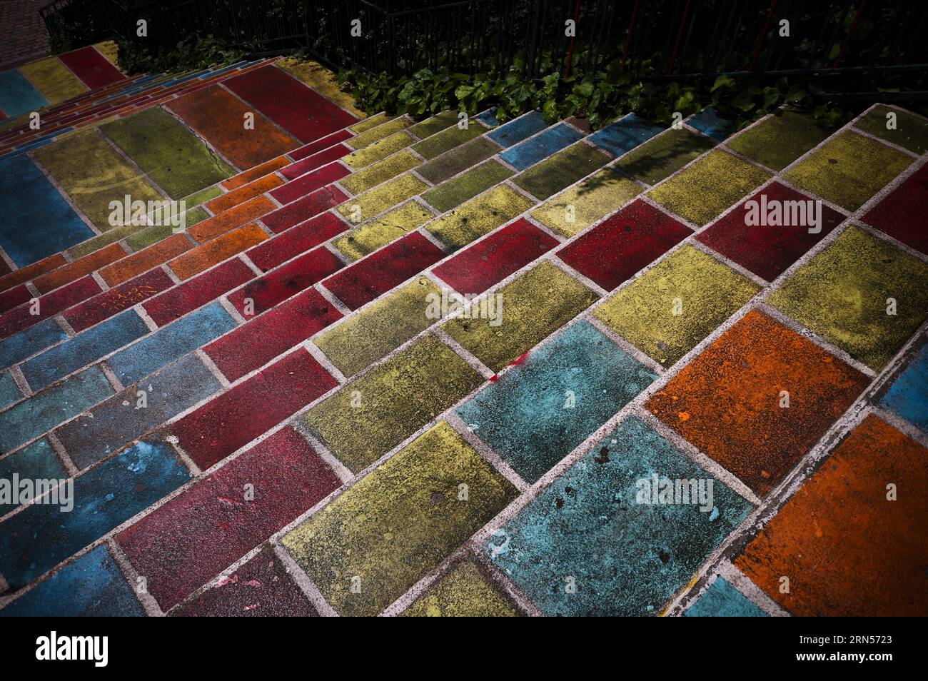 Scala colorata, città vecchia, Lione, dipartimento Rodano, regione Auvergne-Rodano-Alpi, Francia Foto Stock