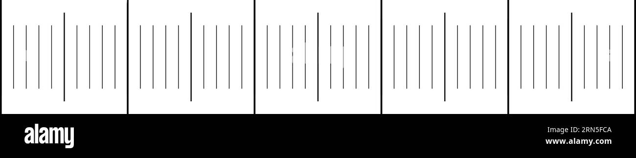La sagoma del misuratore analogico in scala senza interruzioni scala il righello in pollici millimetrici Illustrazione Vettoriale