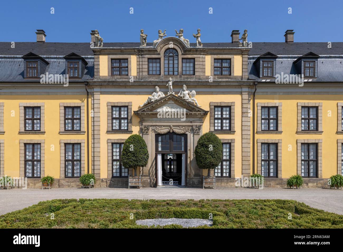 Dettaglio dell'edificio della Herrenhausen Gallery nel palazzo e giardini di Herrenhausen, giardini barocchi disposti per ordine dell'elettrice Sophie dal 1696 al Foto Stock