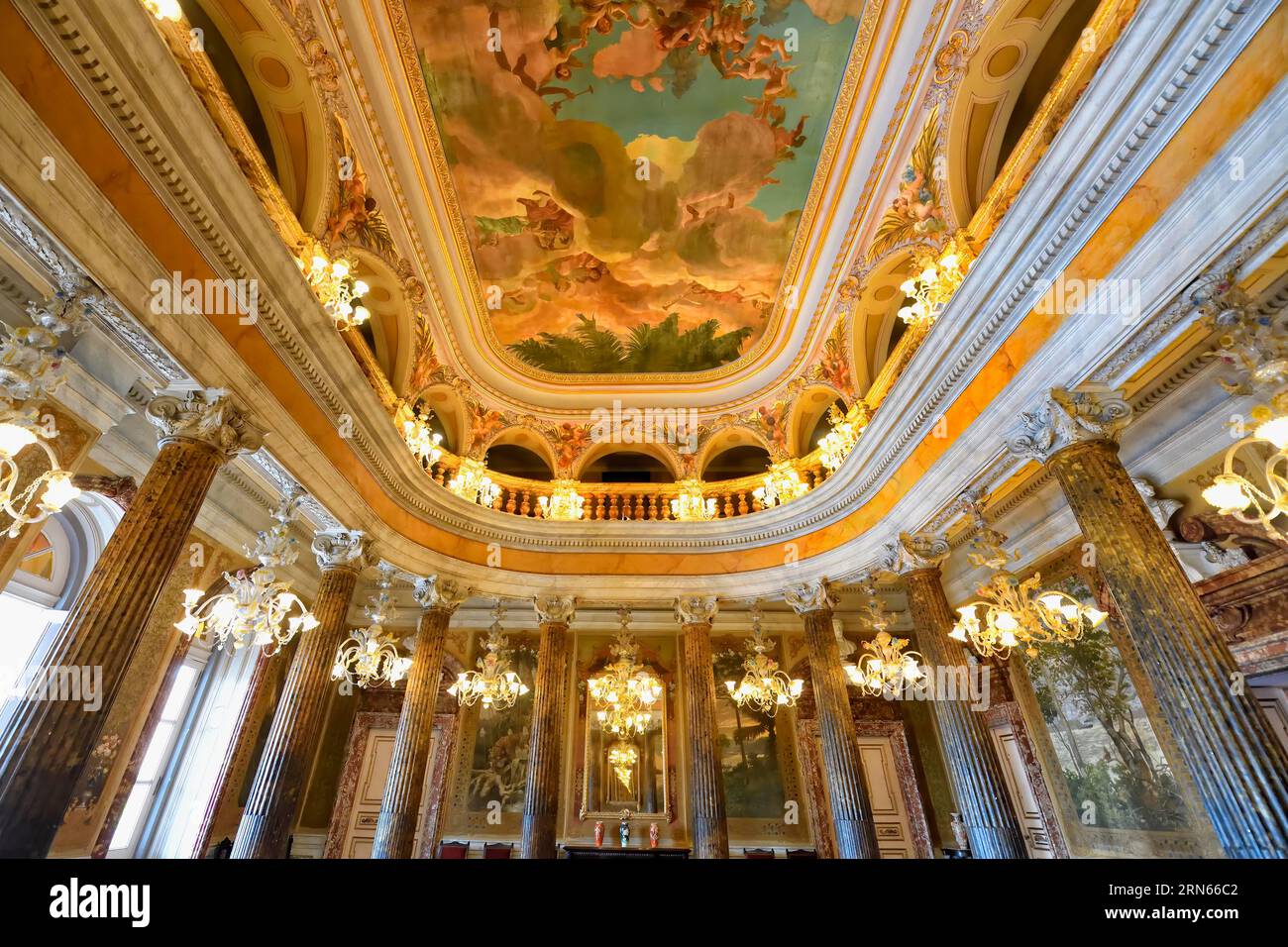 Belle Epoque Amazon Theatre, Noble Hall affreschi, Manaus, Amazonia State, Brasile Foto Stock