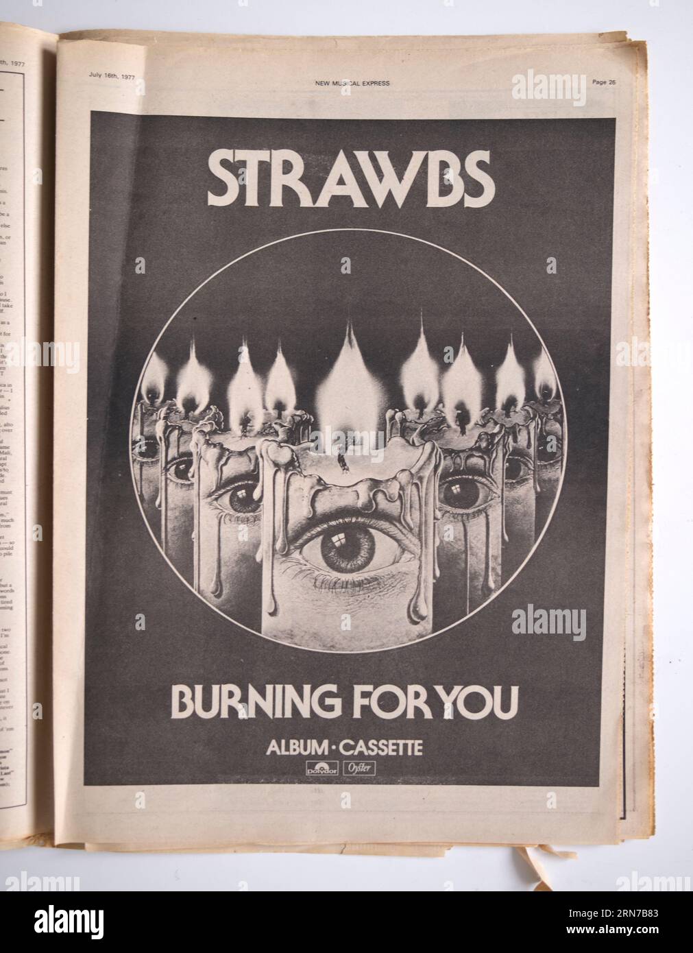 Spot pubblicitario degli anni '1970 per Burning for You degli Strawbs nel NME Music Paper Foto Stock