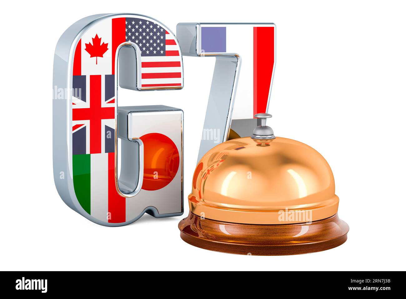 G7 con campana di ricezione, rendering 3D isolato su sfondo bianco Foto Stock