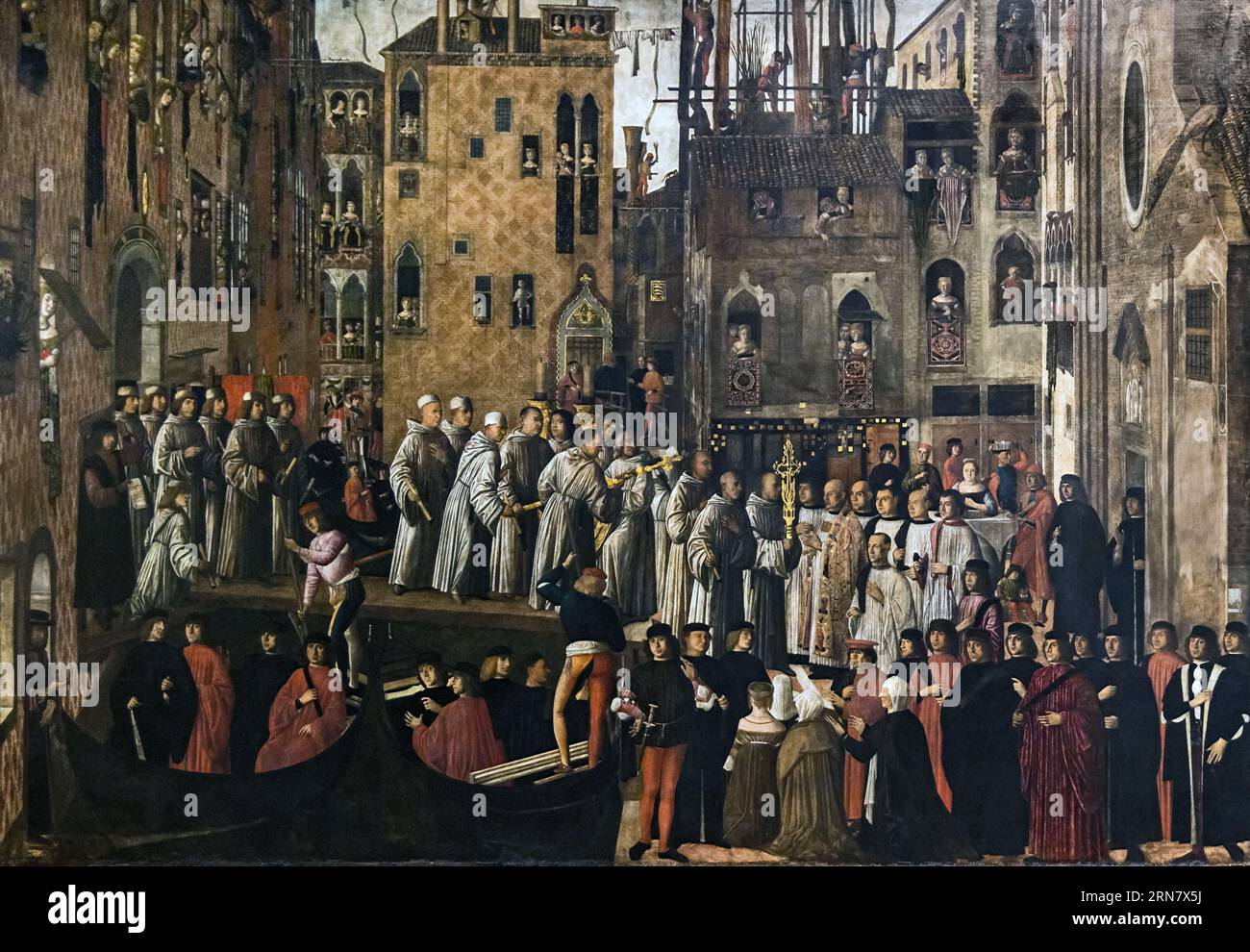 Miracolo della reliquia della Santa Croce in campo San Lio, 1494 circa, di Giovanni di Niccolò Mansueti Foto Stock