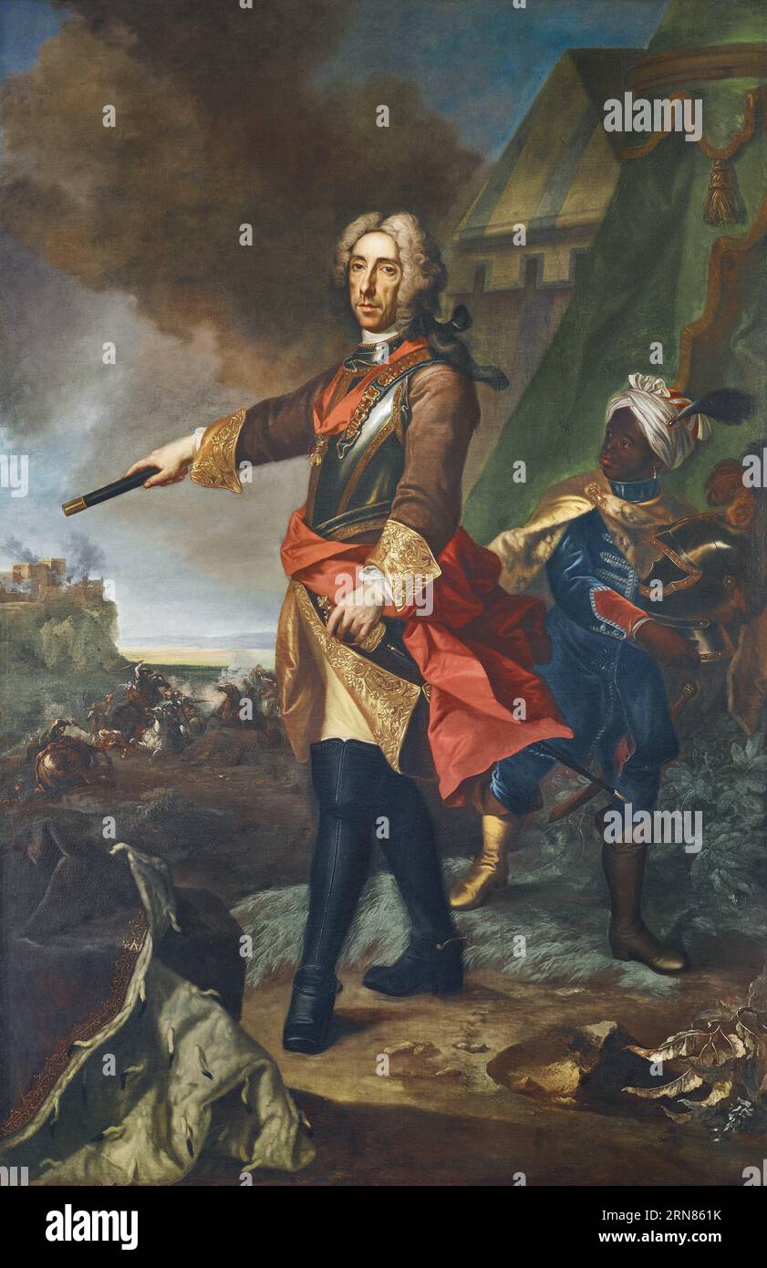 Prinz Eugen von Savoyen als Feldherr tra il 1725 circa e il 1730 circa di Johann Gottfried Auerbach Foto Stock