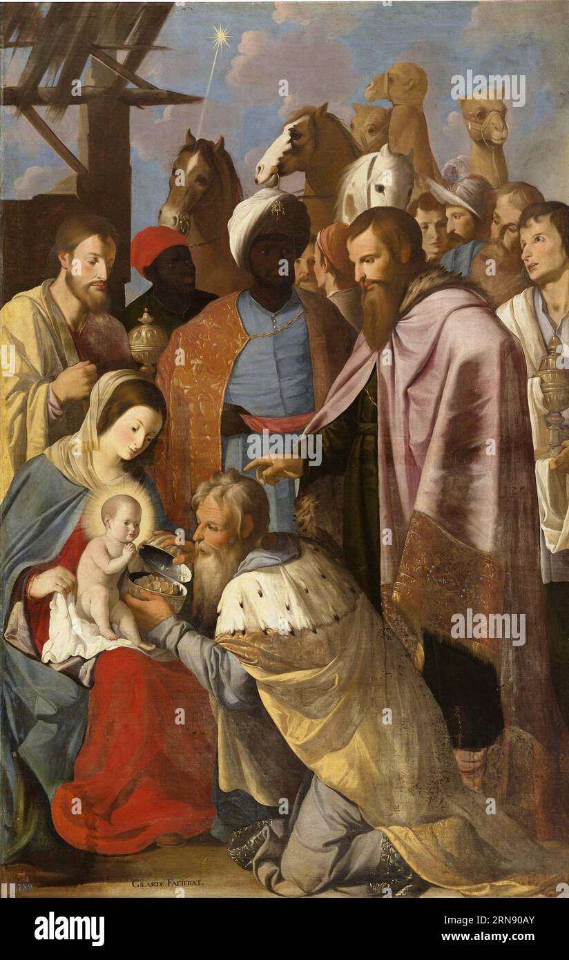 Adoración de los Reyes Magos 1651 di Mateo Gilarte Foto Stock
