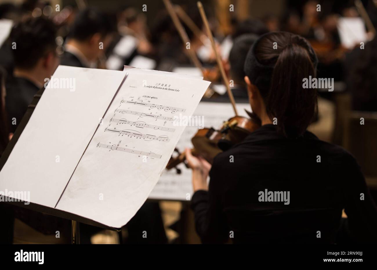 (151112) -- GINEVRA, 12 novembre 2015 -- i musicisti del National Ballet of China Symphony Orchestra presentano brani di musica classica di ciascuno dei membri permanenti del Consiglio di sicurezza delle Nazioni Unite al Palais des Nations di Ginevra, Svizzera, 12 novembre 2015. Un concerto congiunto a nome dei cinque membri permanenti del Consiglio di sicurezza delle Nazioni Unite si è tenuto giovedì a Ginevra per celebrare il 70° anniversario delle Nazioni Unite. ) SVIZZERA-GINEVRA-un-70 ° ANNIVERSARIO-CONCERTO XuxJinquan PUBLICATIONxNOTxINxCHN Vereinte Nationen: Konzert zum 70. Jahrestag Ginevra 12 novembre 2015 musicisti della N Foto Stock