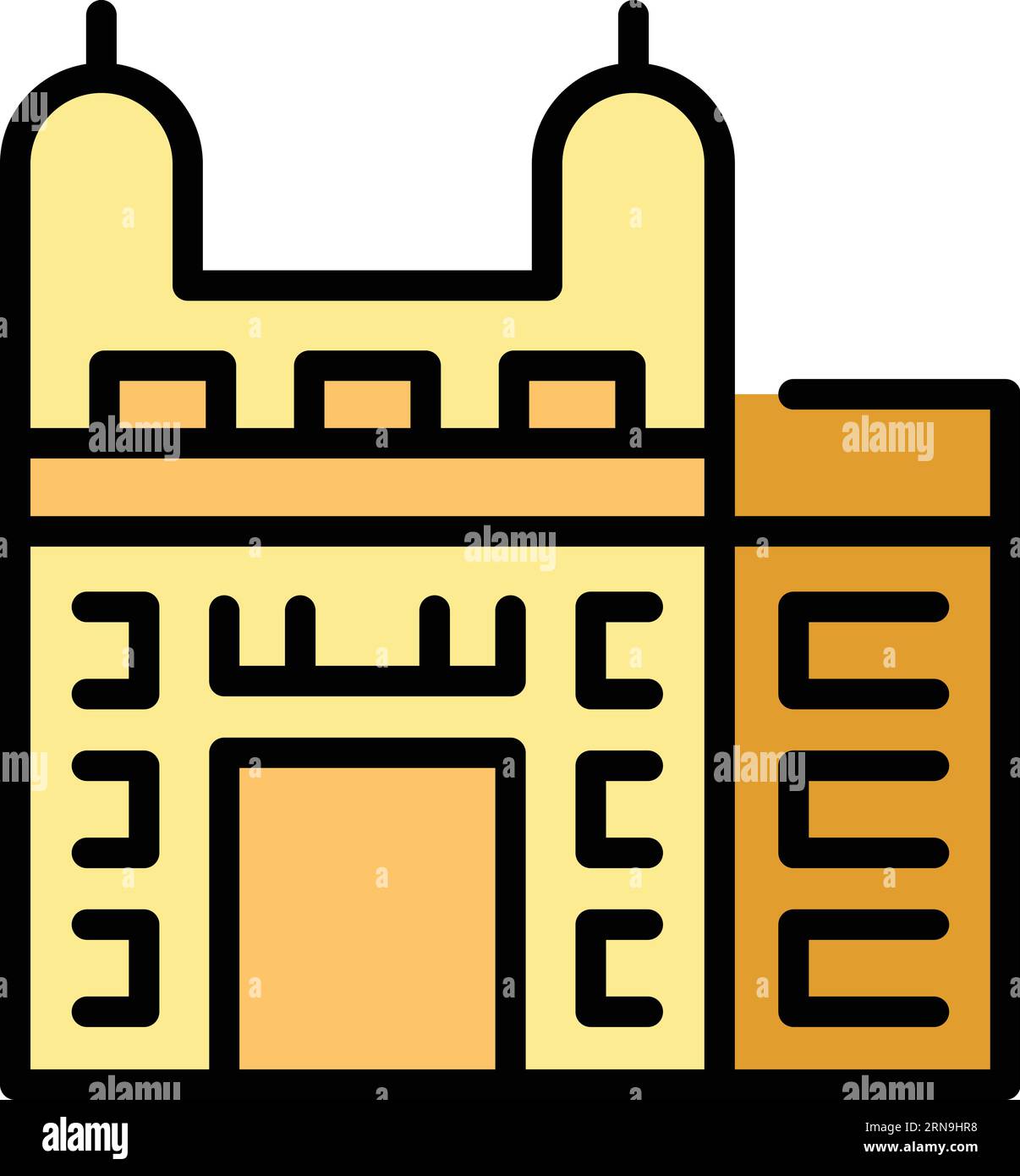 Icona edificio slovacca per il vettore di contorno. Mappa flag. Stemma del castello di colore piatto Illustrazione Vettoriale
