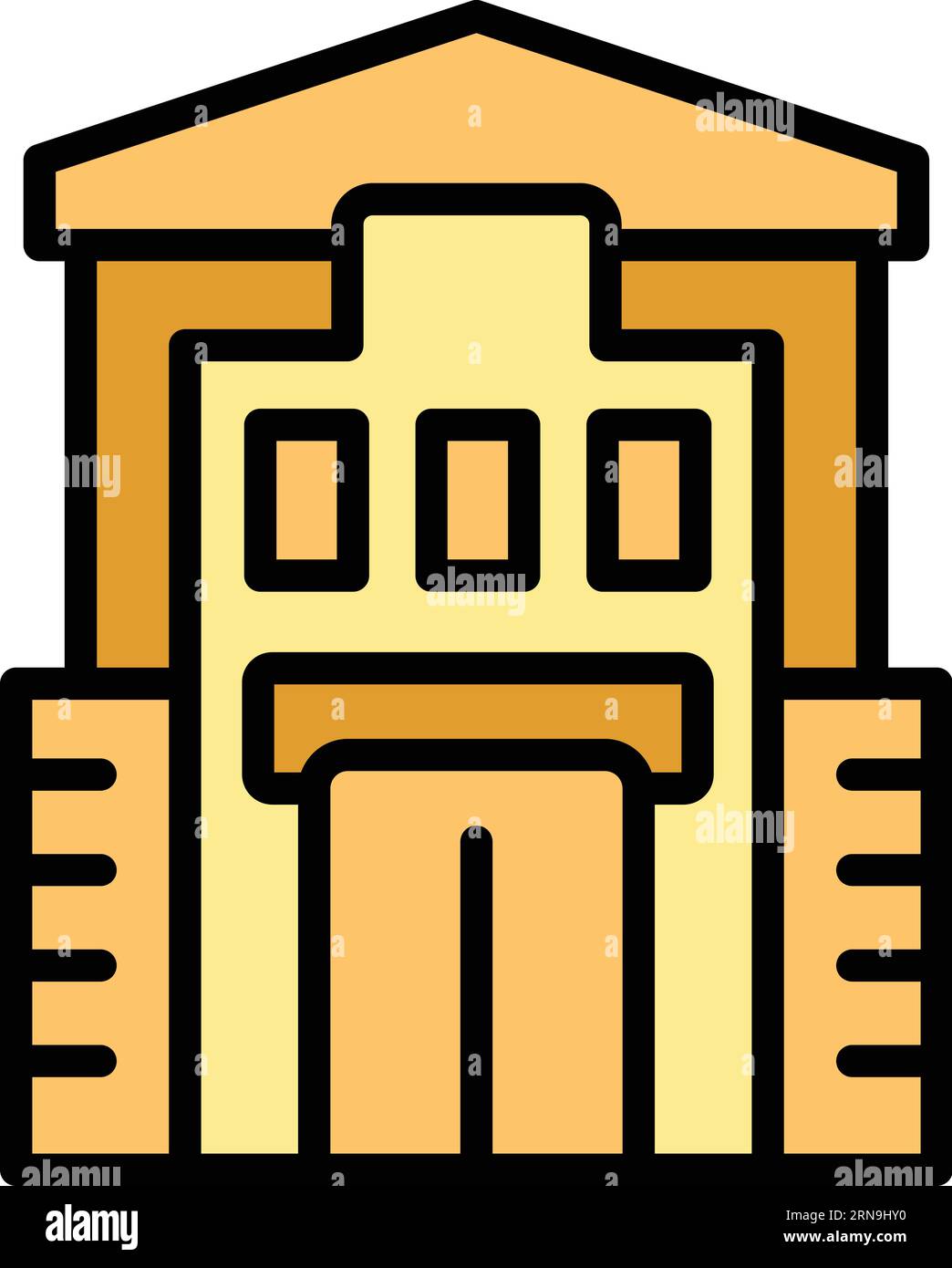 Icona della casa in legno slovacca per il vettoriale. Mappa della Slovacchia. Emblema del colore del castello Illustrazione Vettoriale