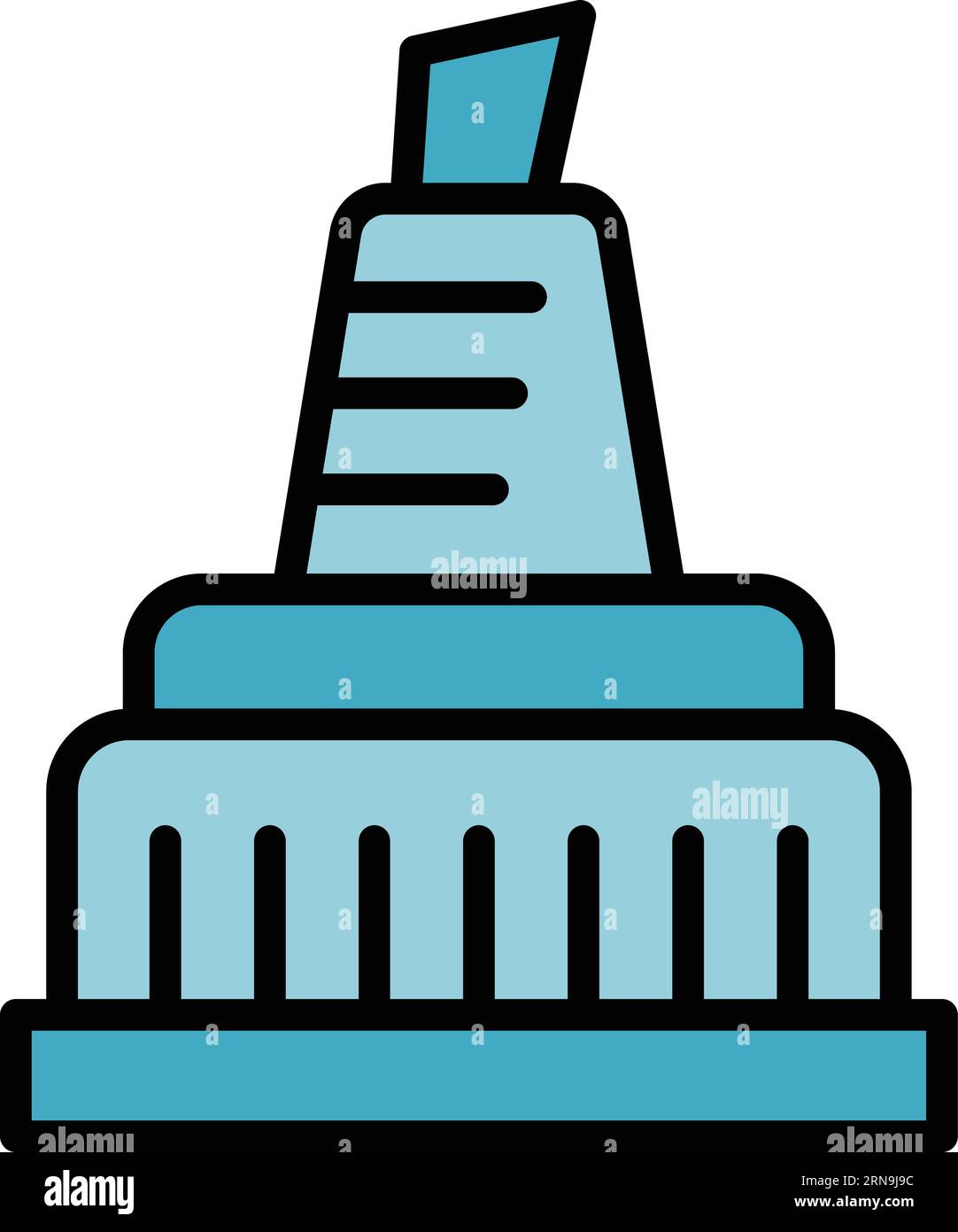 Icona della fontana della città slovacca che delinea il vettore. Mappa della Slovacchia. Piatto di colore nazionale della Repubblica Illustrazione Vettoriale