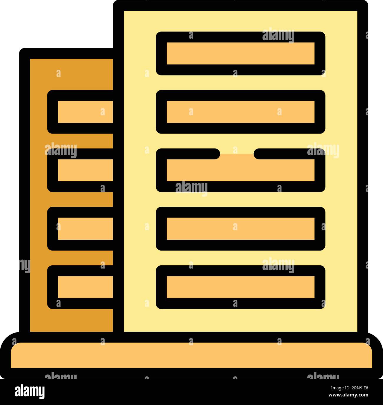 Icona edificio cittadino delinea vettore. Mappa della Slovacchia. Stemma del castello di colore piatto Illustrazione Vettoriale