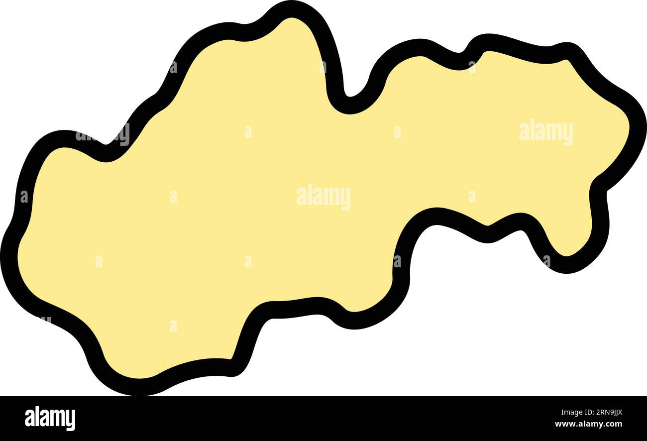 Simbolo simbolo simbolo Slovacchia contorno vettore. Mappa slovacca. Colore città disegno piatto Illustrazione Vettoriale