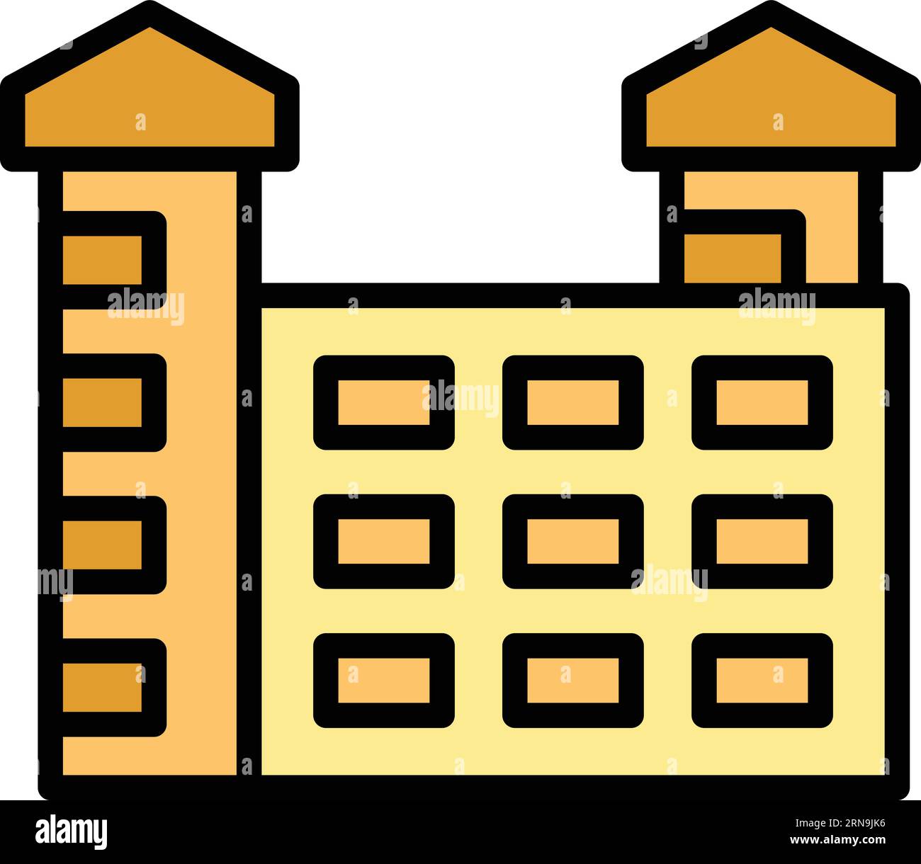Icona edificio Slovacchia delinea vettore. Castello slovacco. Bracci cromati piatti Illustrazione Vettoriale