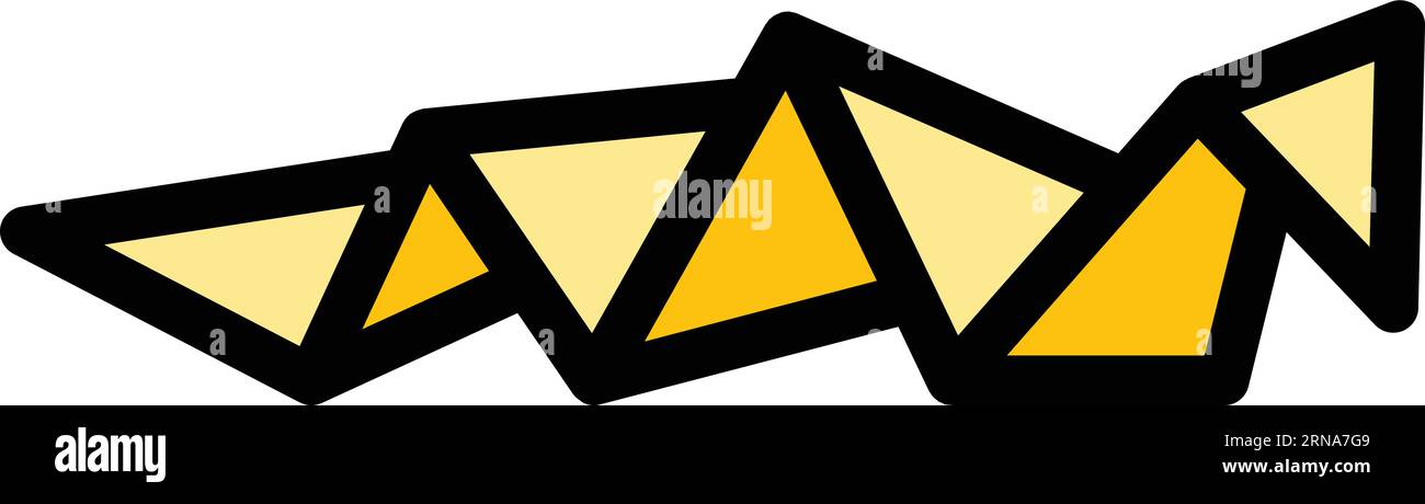 Origami Snake icon delinea vettore. Animale geometrico. Piegato art color flat Illustrazione Vettoriale