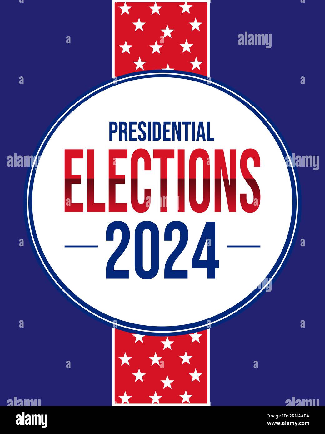 Un'illustrazione dello striscione delle elezioni presidenziali del 2024 con la bandiera degli Stati Uniti Foto Stock