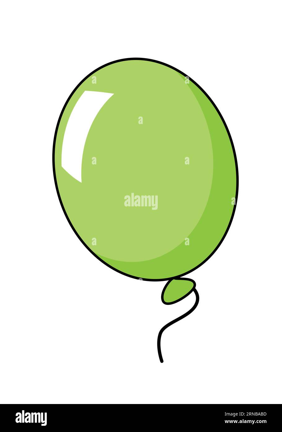 balloon - one green party balloon, color cartoon vector illustration isolated on white Illustrazione Vettoriale