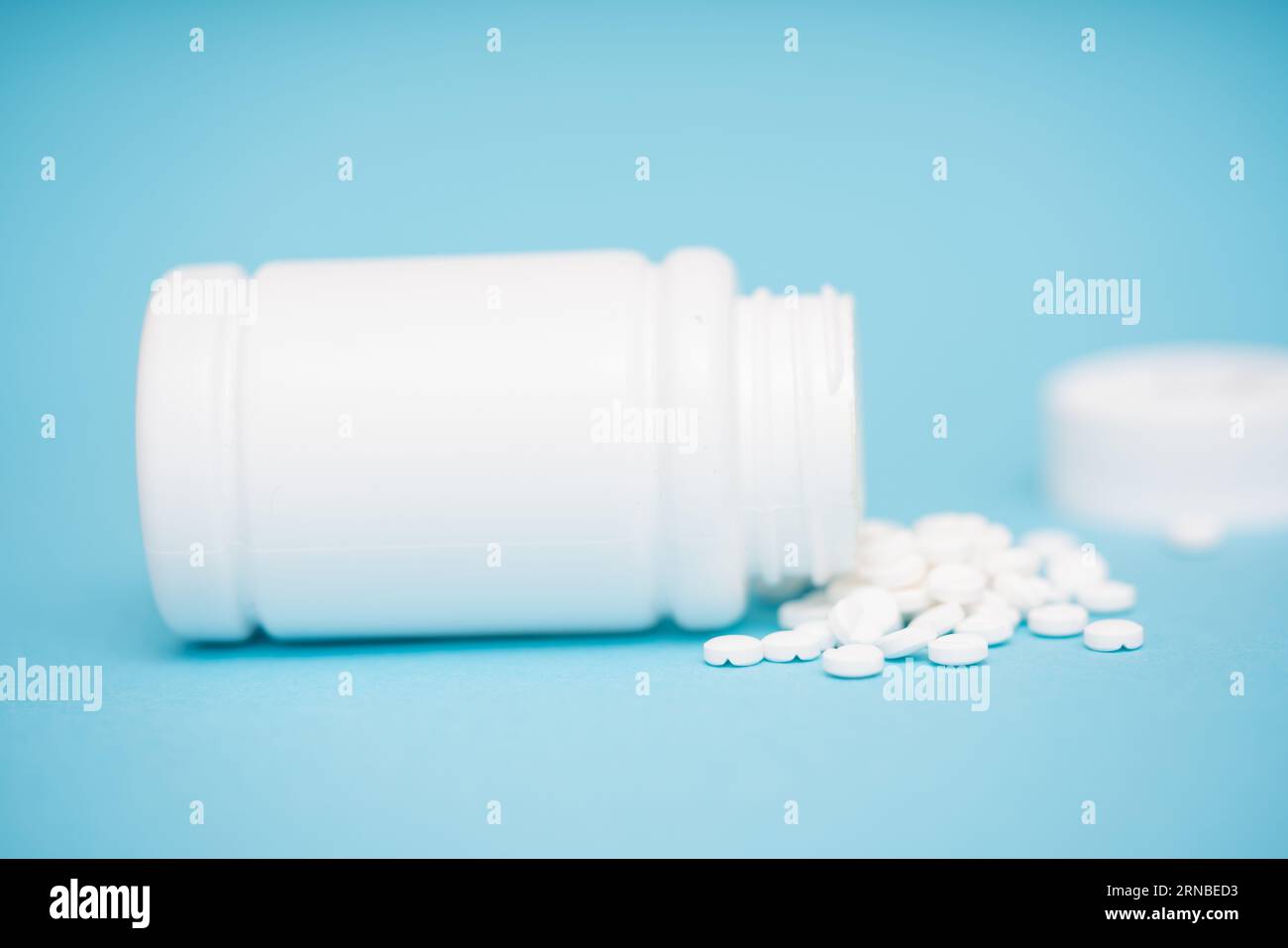 imballaggio di plastica bianco per pillole mediche Foto Stock