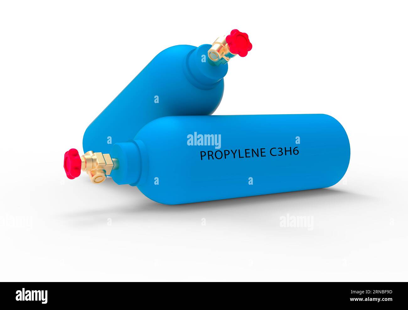 Il propilene è un gas incolore e infiammabile utilizzato nella produzione di materie plastiche, fibre sintetiche e gomma. Viene utilizzato anche come carburante per il riscaldamento Foto Stock