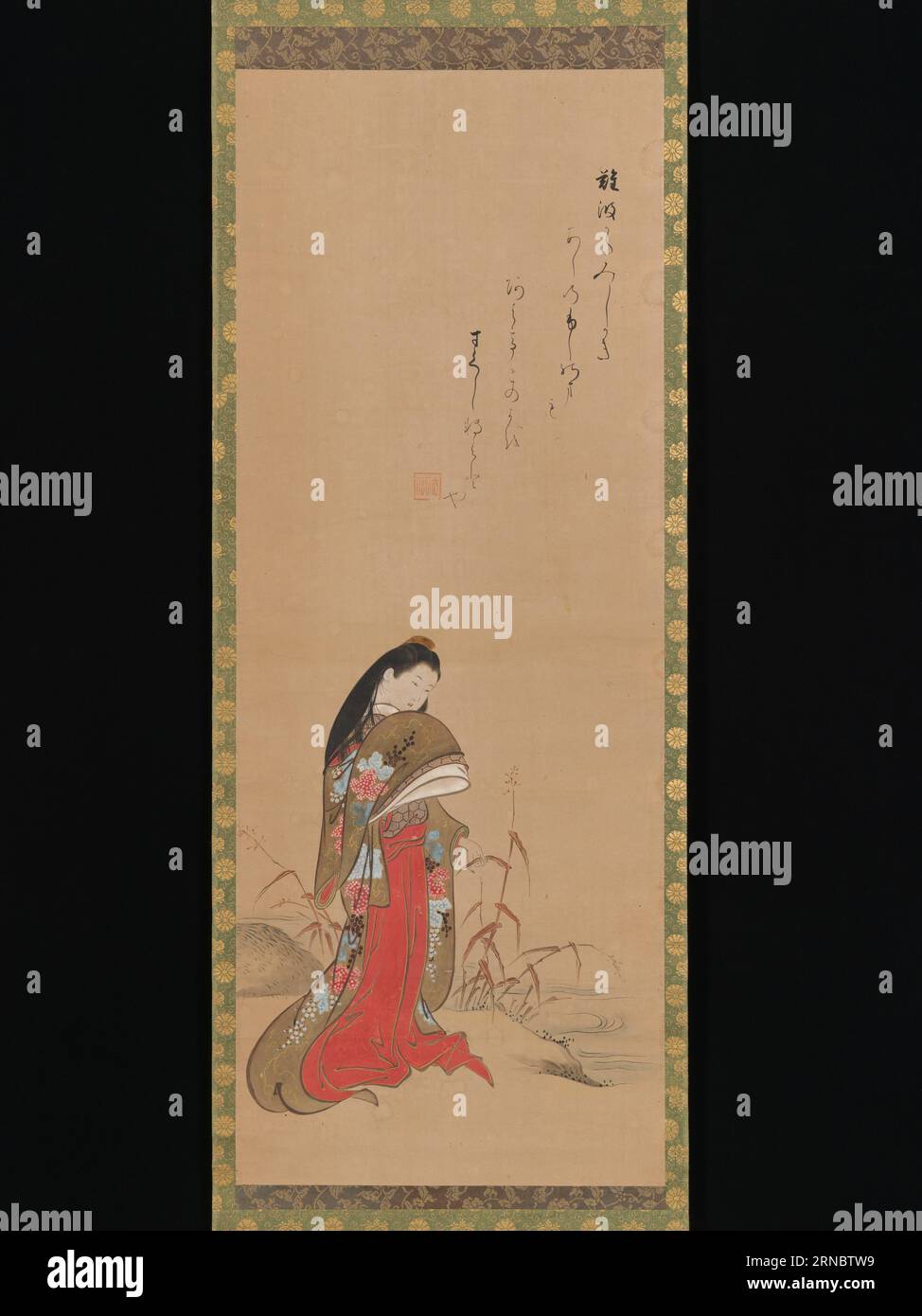 Lady ISE sulla riva del fiume tra il 1767 e il 1799 di Nishikawa Sukenobu Foto Stock