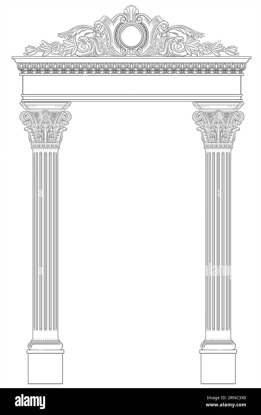Arco classico con colonne greche ioniche Illustrazione Vettoriale