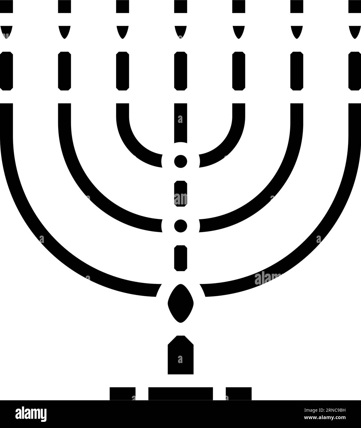 illustrazione vettoriale dell'icona del glifo ebraico di menorah Illustrazione Vettoriale