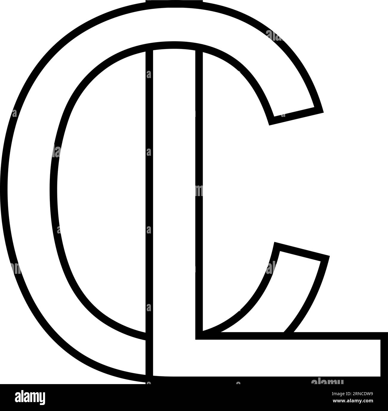 Logo LC cl icona segno interlacciato lettere c l Illustrazione Vettoriale