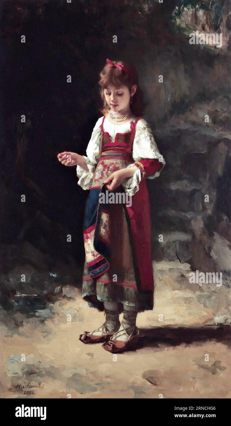 Giovane ragazza cucita 1882 di Alexei Harlamov Foto Stock