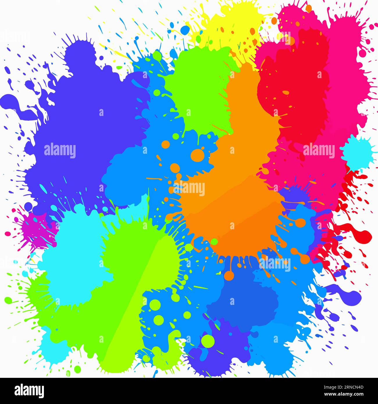 Schizzi di vernice colorati, nello stile di Blobi di colore grassetto, misurazione spot, stencil e vernice spray Illustrazione Vettoriale