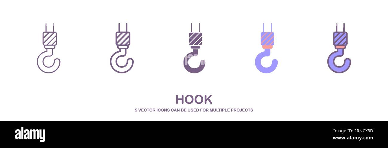 Icona della gru progettazione piatta vettoriale progetto illustrativo. simbolo icona gancio. illustrazione vettoriale. Illustrazione Vettoriale