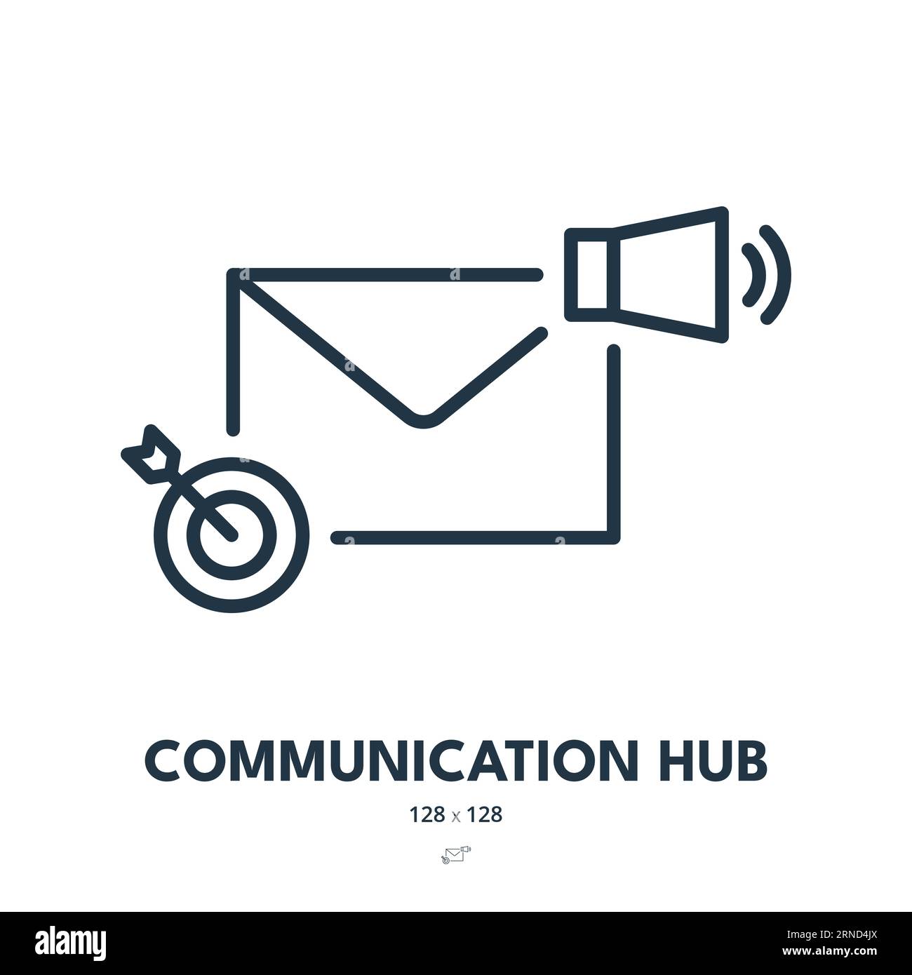 Icona dell'hub di comunicazione. Connessione, chat, messaggio. Tratto modificabile. Icona vettore semplice Illustrazione Vettoriale