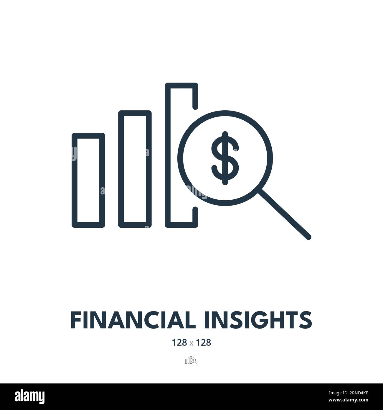 Icona Financial Insights (informazioni finanziarie). Grafico, analisi, analisi. Tratto modificabile. Icona vettore semplice Illustrazione Vettoriale