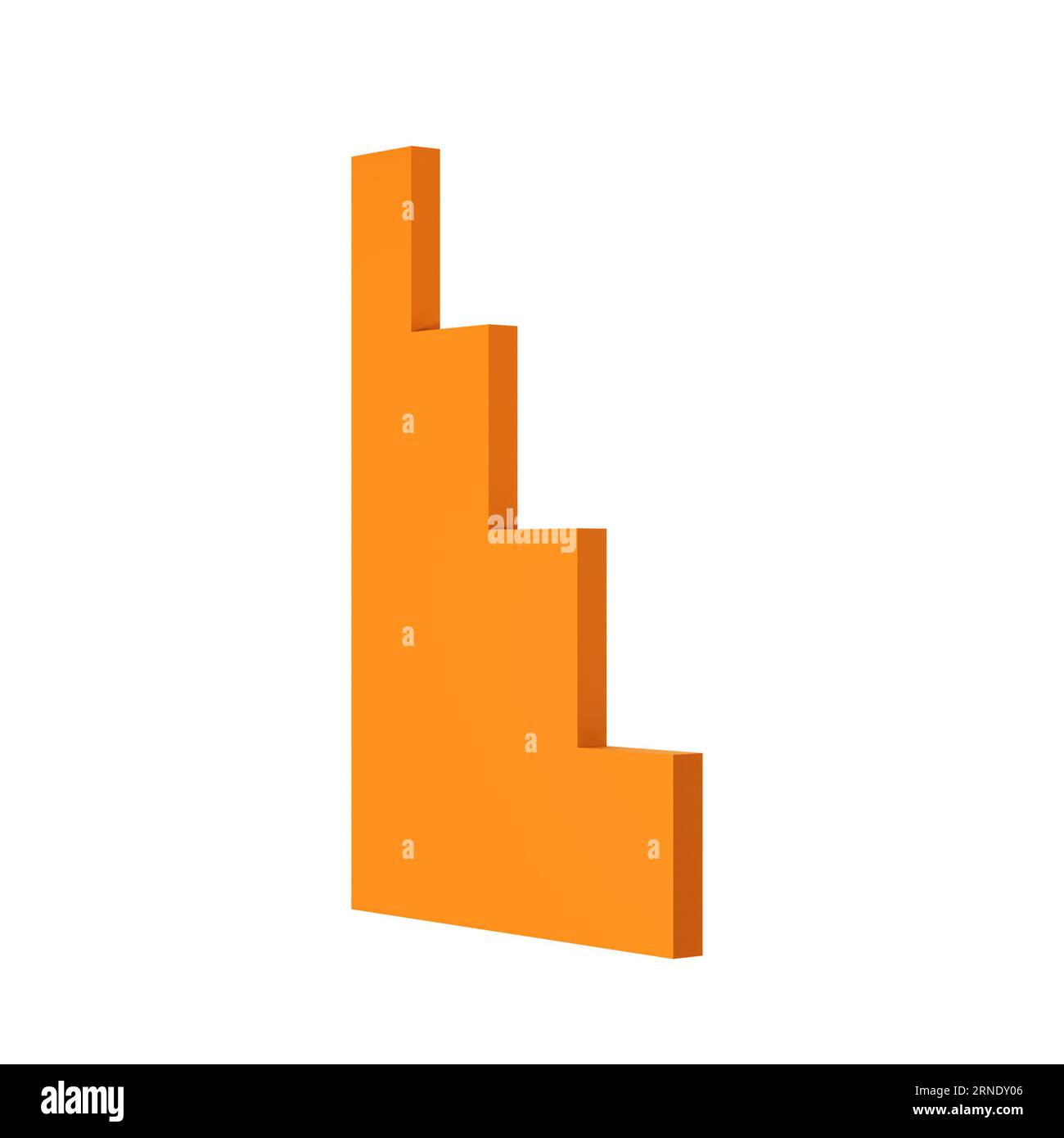 Scena 3d Abstract Orange Stairs isolata con tracciato di ritaglio. Struttura architettonica mockup a parete minimale vetrina del palcoscenico del prodotto. Moderno e minimalista Foto Stock