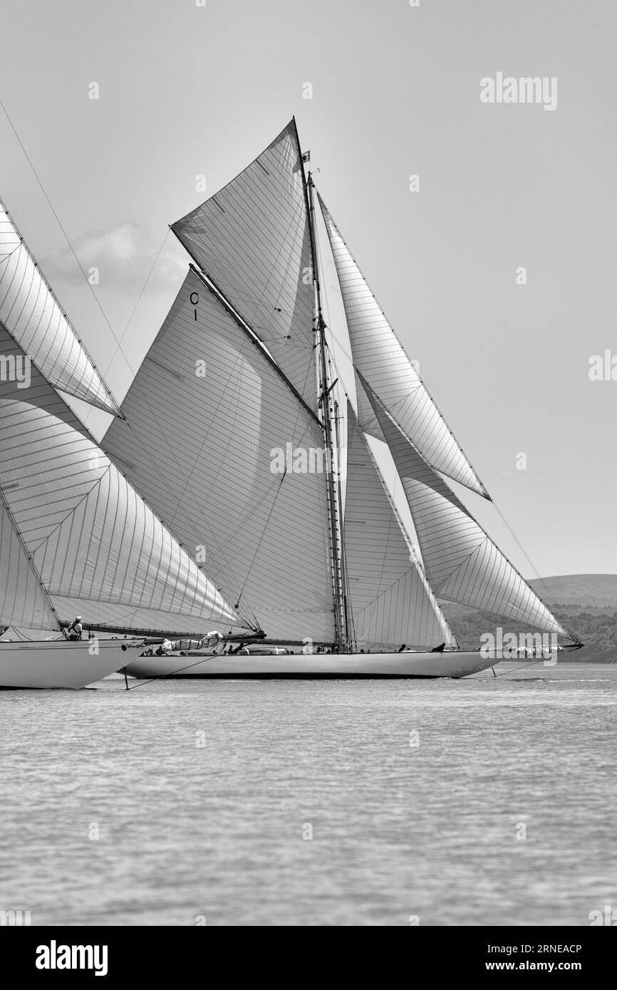 Brest, Francia. 22 agosto 2023. Moonbeam IV et Mariquita durante il Brest Finistere Classic Douarnenez 2023, regate di vela classica il 22 agosto 2023 a Brest, Francia - foto di Francesco Van Malleghem/DPPI Credit: DPPI Media/Alamy Live News Foto Stock