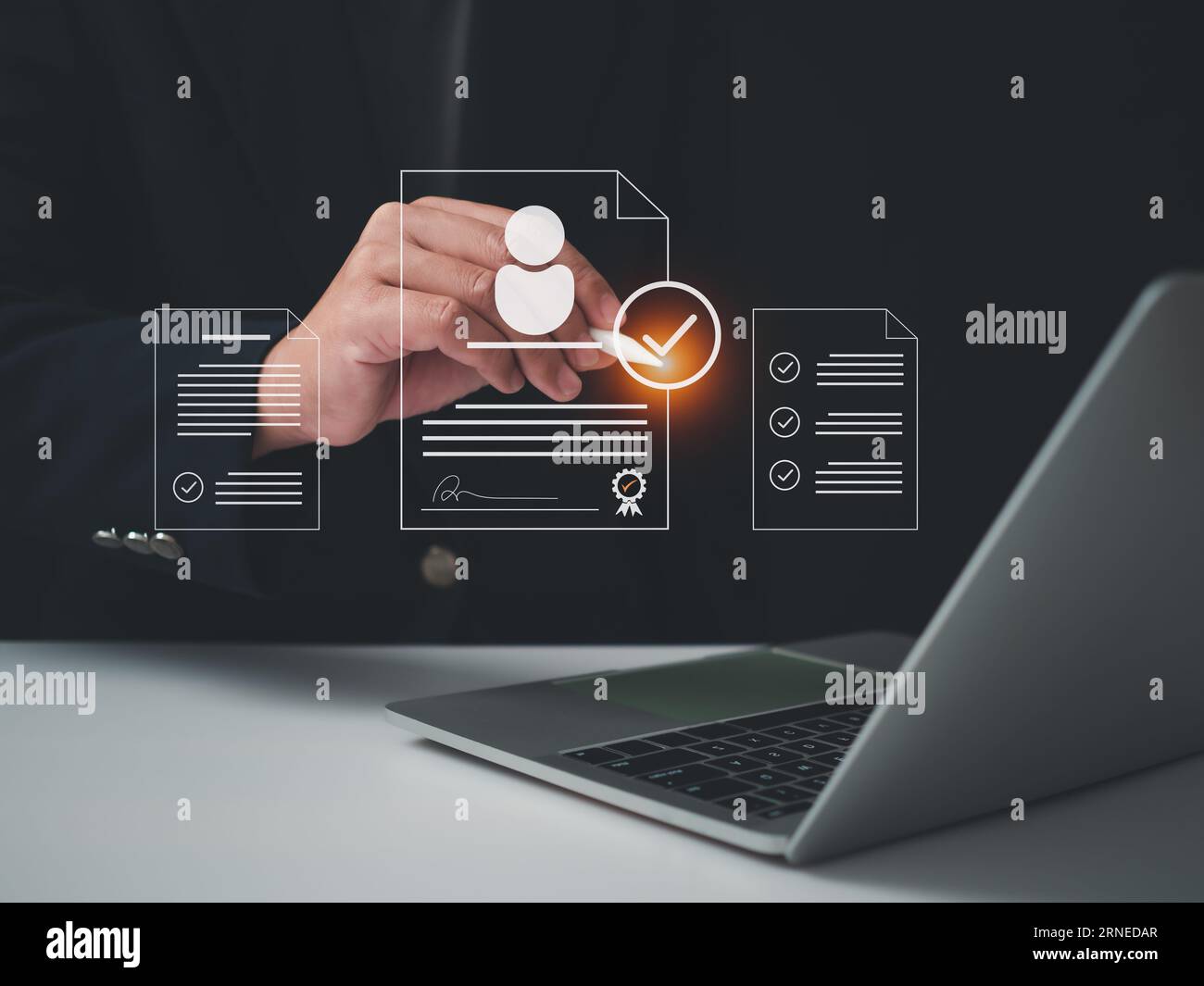 Concetto aziendale di gestione delle assunzioni. Gestione delle relazioni con struttura globale. Risorse umane. Gestione reclutamento occupazione caccia alla testa Foto Stock