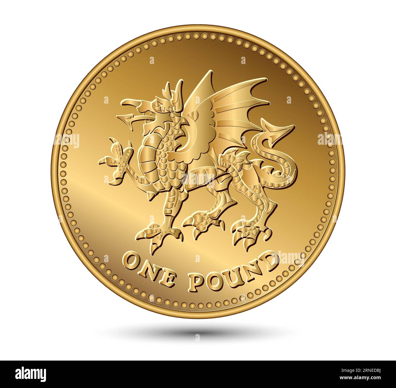 Dragon One Pound Coin. Illustrazione vettoriale. Illustrazione Vettoriale