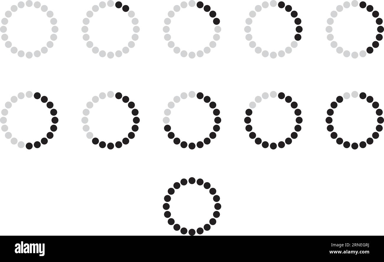Indicatore di avanzamento del carico circolare. Buffering simbolo rotondo Illustrazione Vettoriale