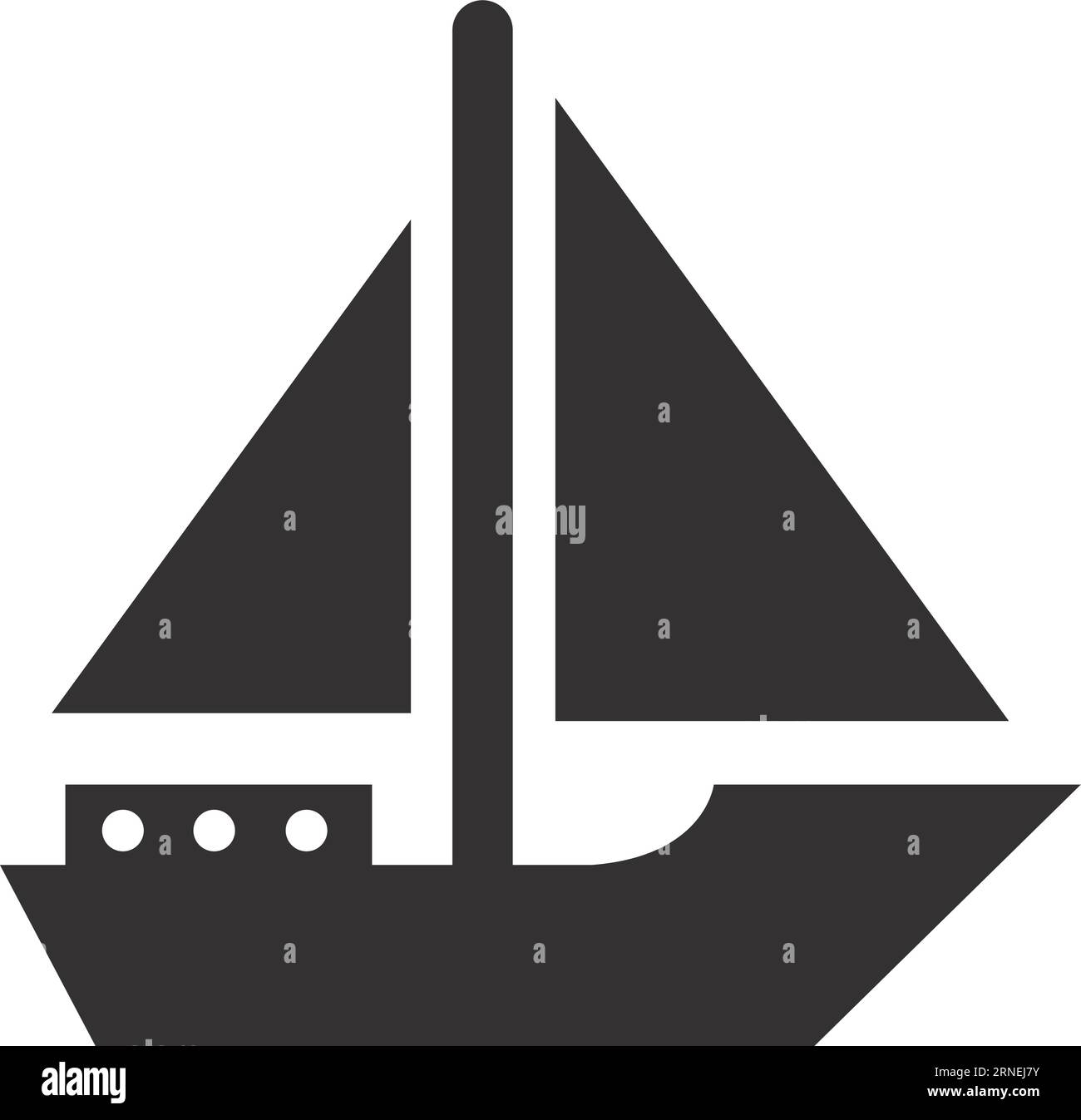 Icona nera della barca a vela. Simbolo del trasporto marittimo Illustrazione Vettoriale