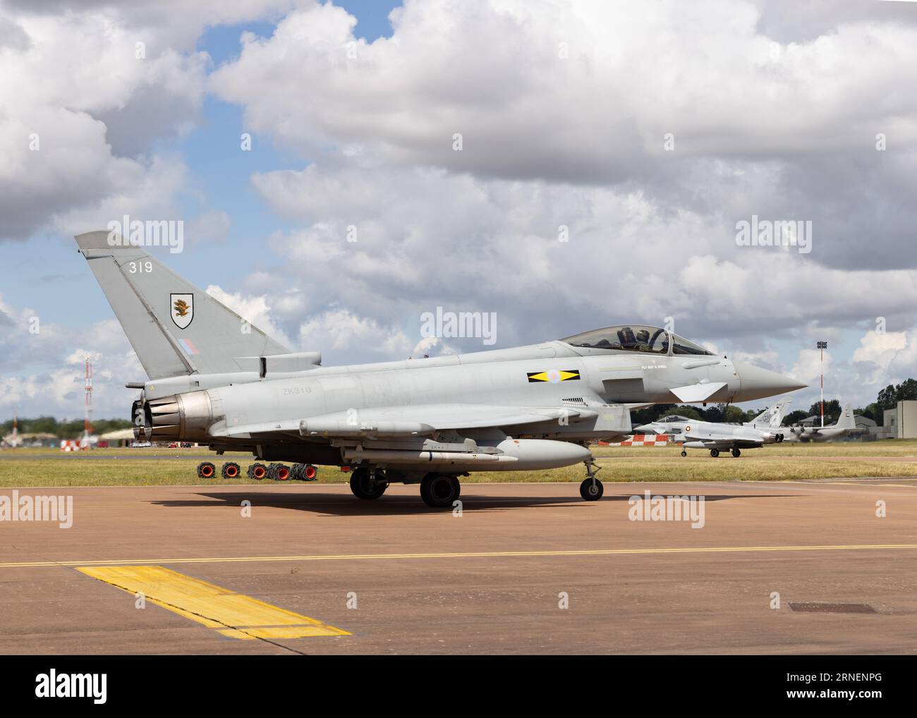 RAF Eurofighter Typhoon No.319 dell'11 Squadron si prepara a lasciare il 2023 Royal International Air Tattoo Foto Stock