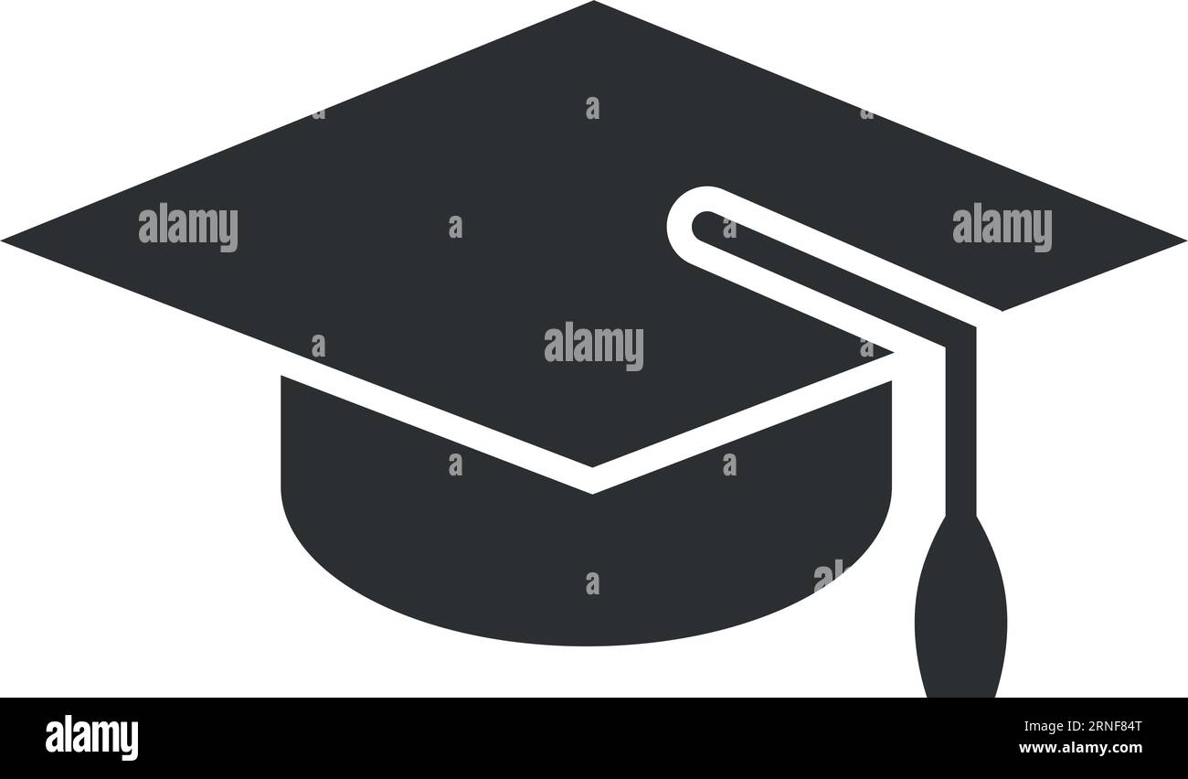 Icona cappello graduazione. Berretto da studente nero. Simbolo dell'istruzione Illustrazione Vettoriale