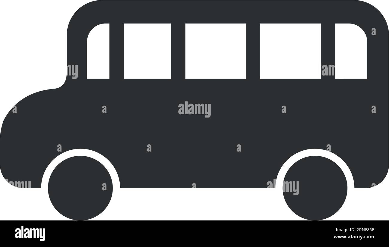 Icona bus nera. Trasporto pubblico di passeggeri in città Illustrazione Vettoriale
