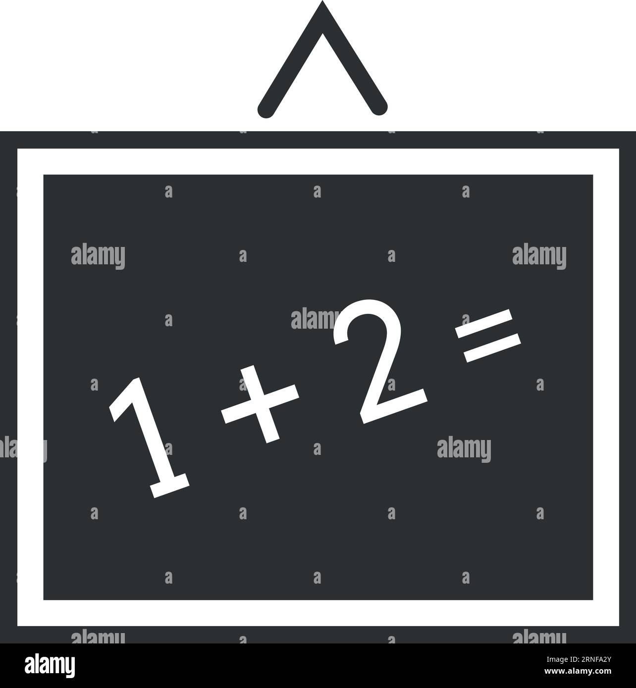 Lavagna con esempio di matematica. Icona nera della scuola Illustrazione Vettoriale