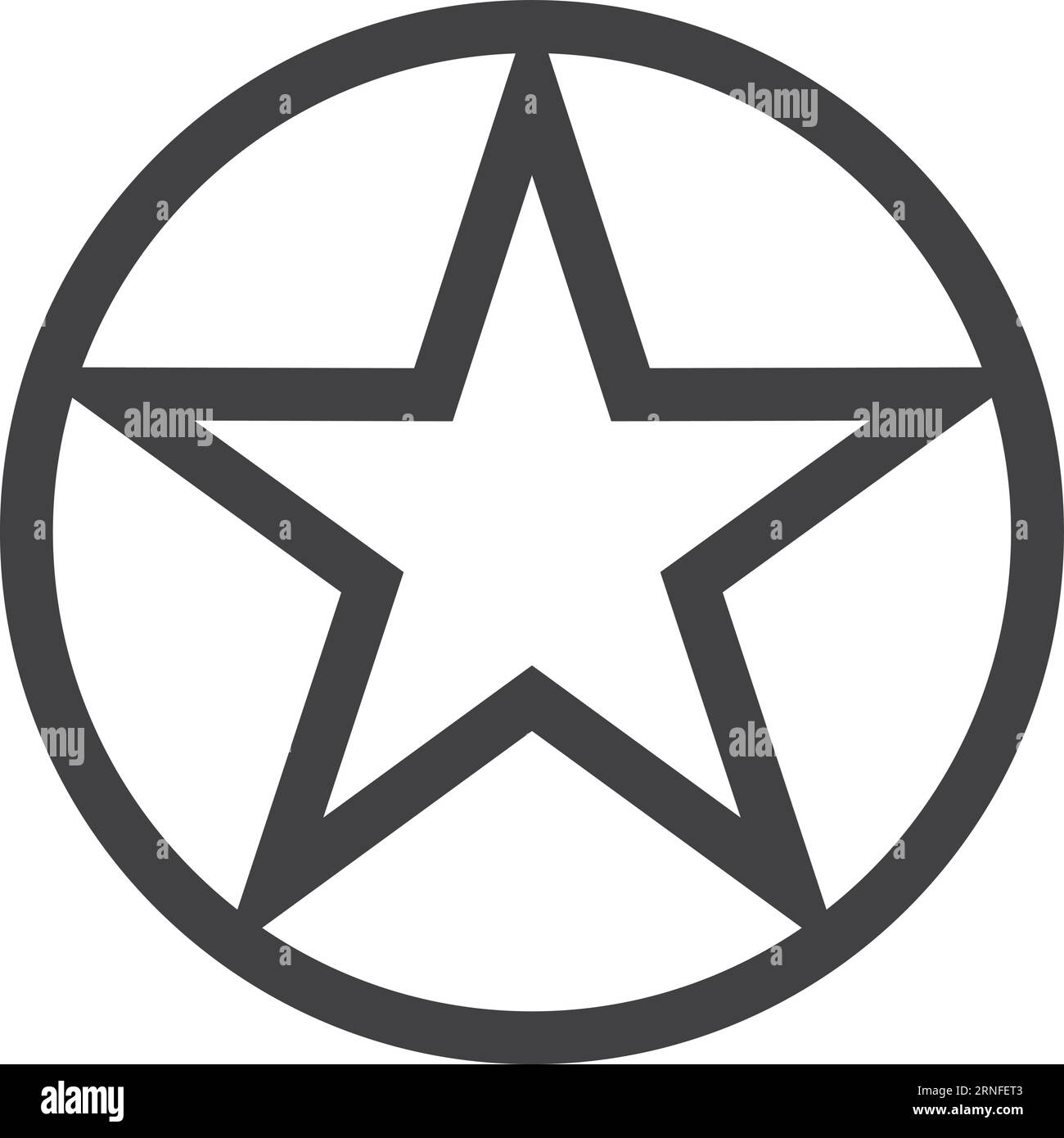 Distintivo a stella tonda. Emblema della forma della linea nera Illustrazione Vettoriale