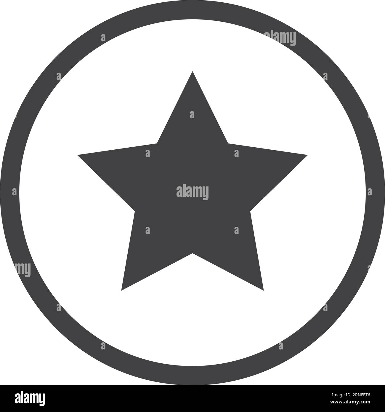 Stella nera nel cerchio della linea. Badge semplice rotondo Illustrazione Vettoriale