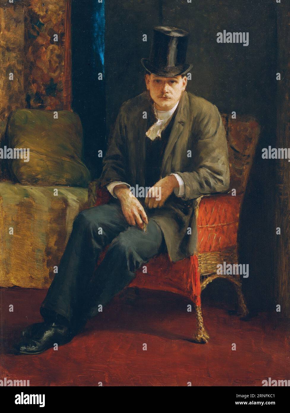 Selbstporträt mit Zylinder 1892 di Josef Engelhart Foto Stock